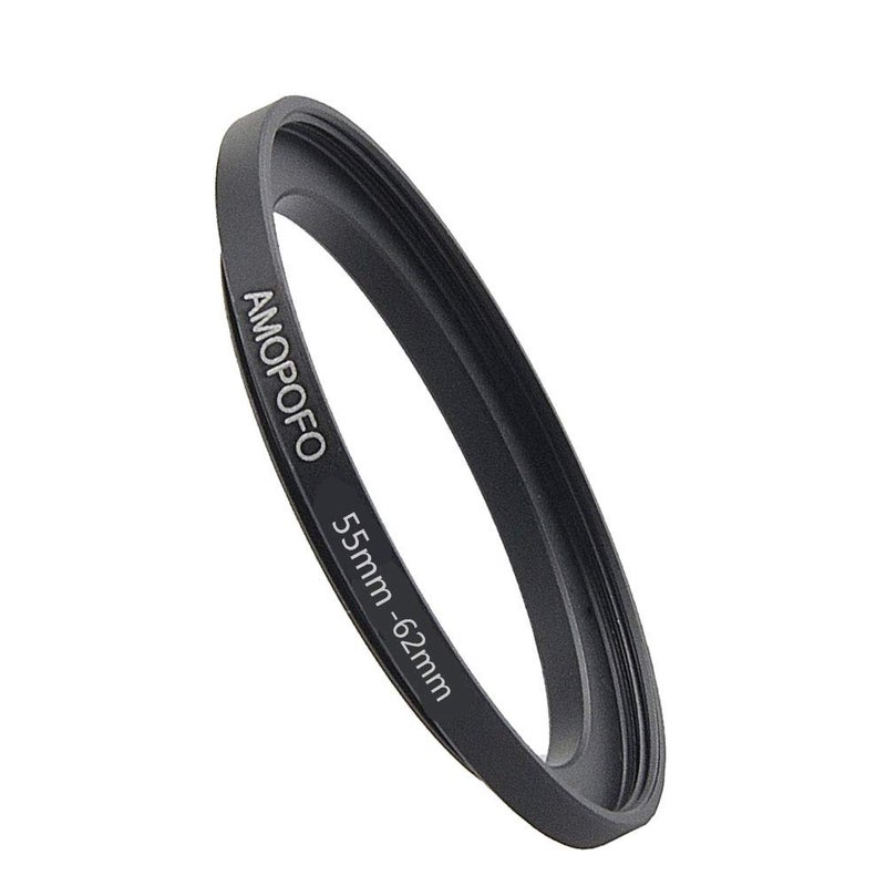 Amopofo Metal Step Up Ring Adapter 55mm to 62mm Step-Up Lens Adapter Ring For Filters, Made Of CNC Machined space aluminum With Matte Black Electroplated Finish,Compatible with All 55mm Camera Lenses & 62mm A - Image 2